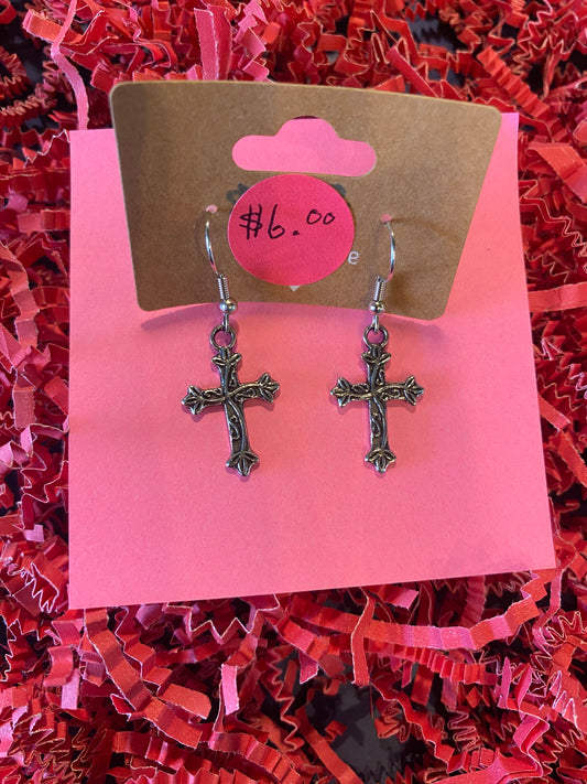 Dainty Floral Cross Earrings