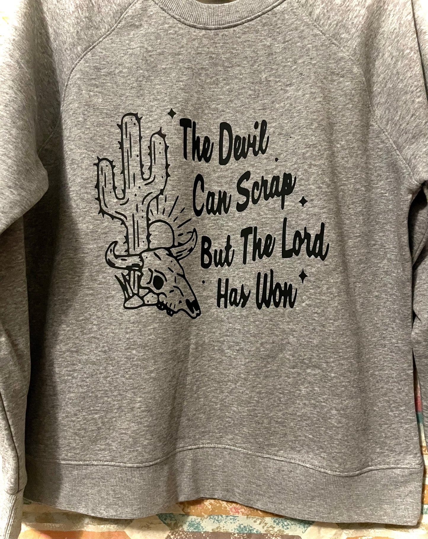 “The Devil Can Scrap..” Grey Pull Over