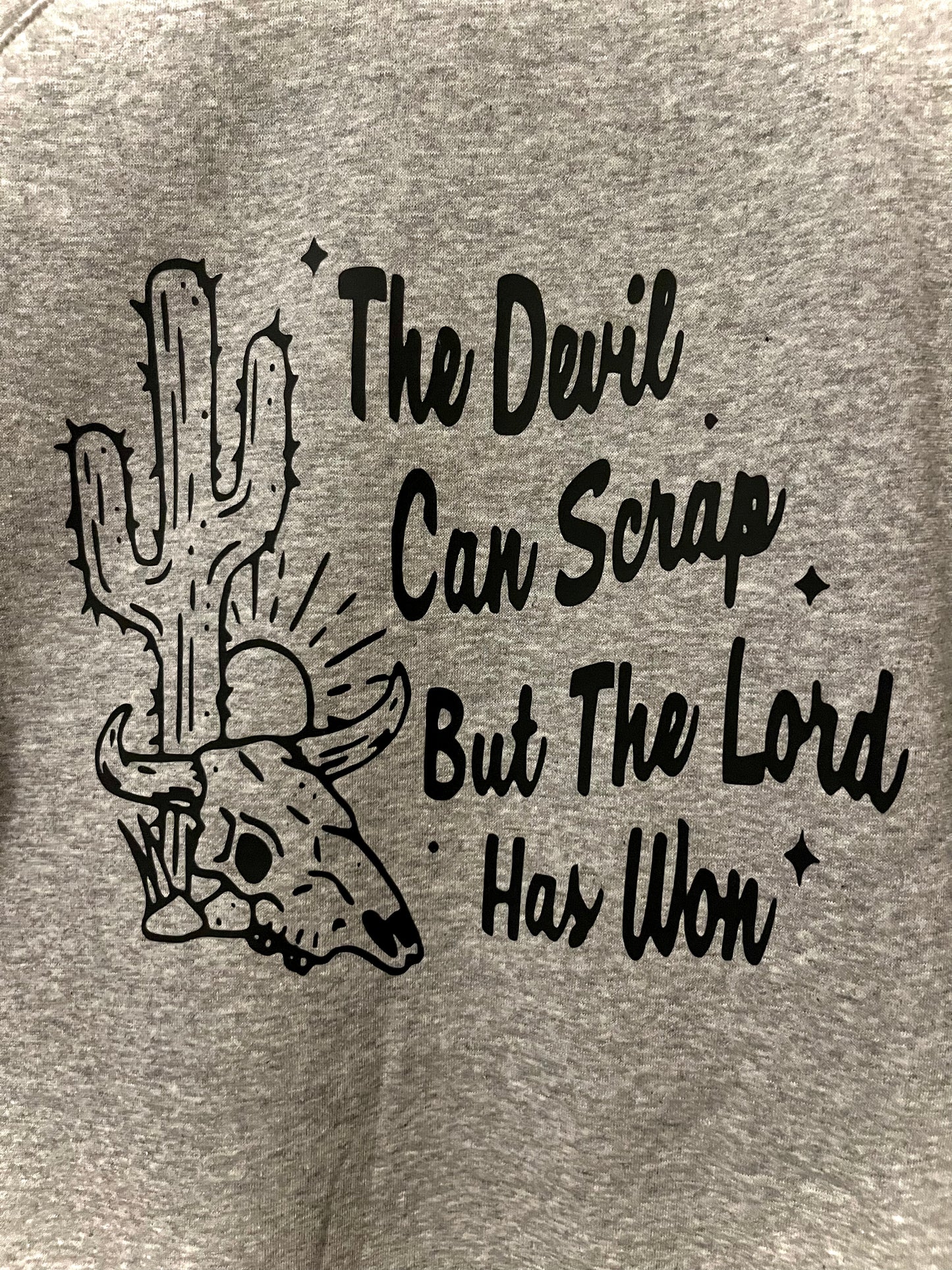 “The Devil Can Scrap..” Grey Pull Over