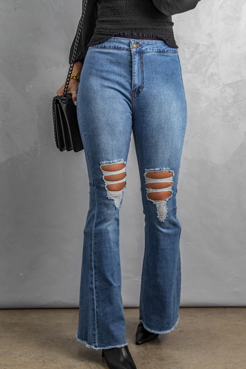 Sky Blue High Rise Bell Bottoms