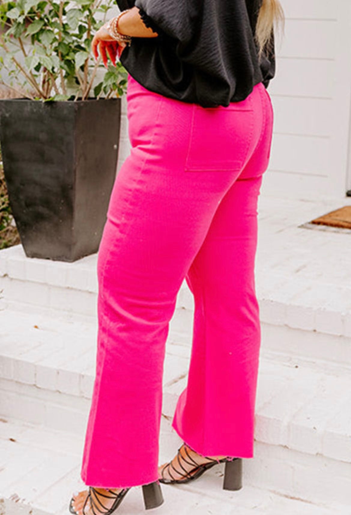 Pink Plus Size Wide Leg Jeans