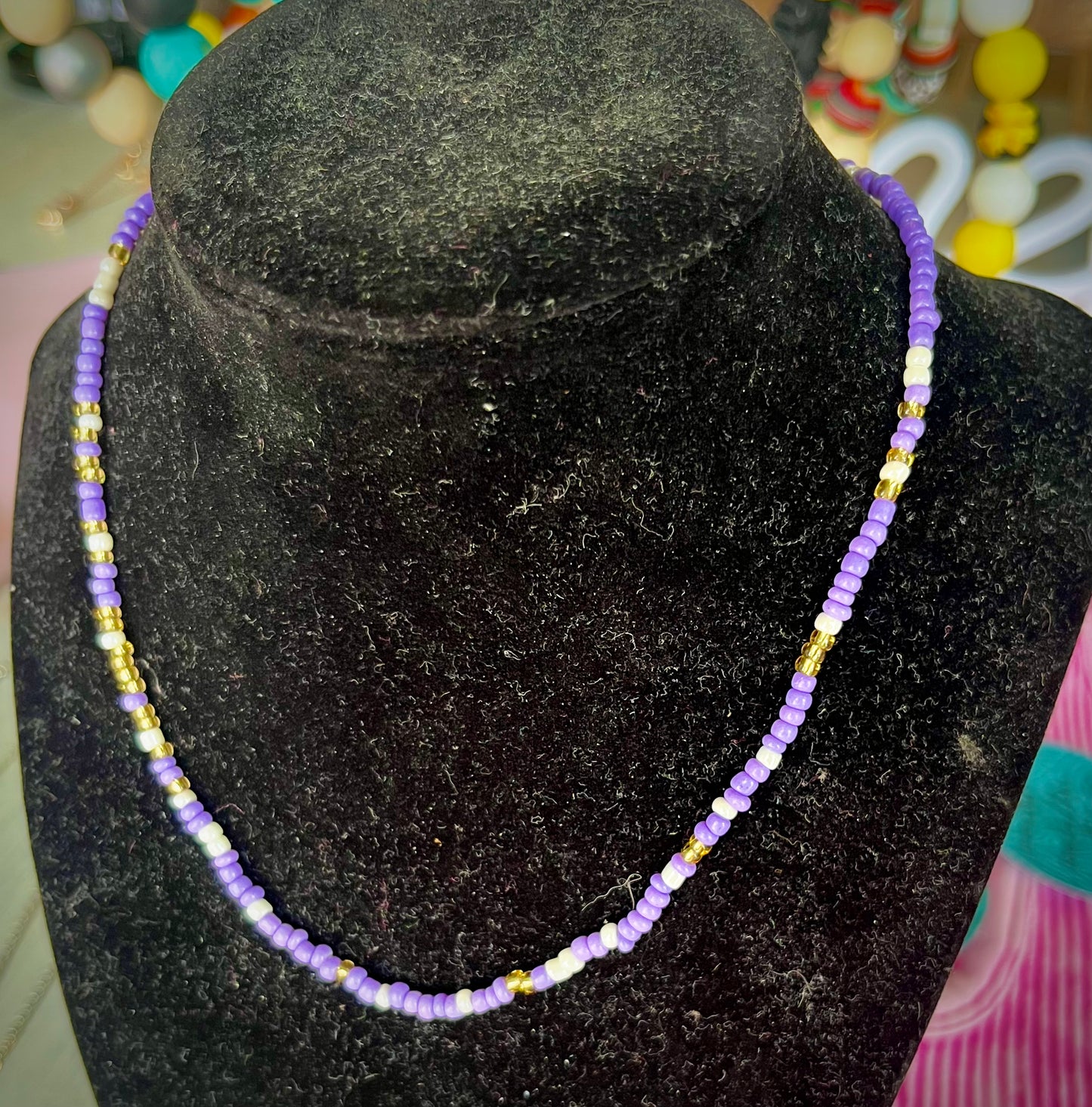 Purple Beaded Adjustable Choker