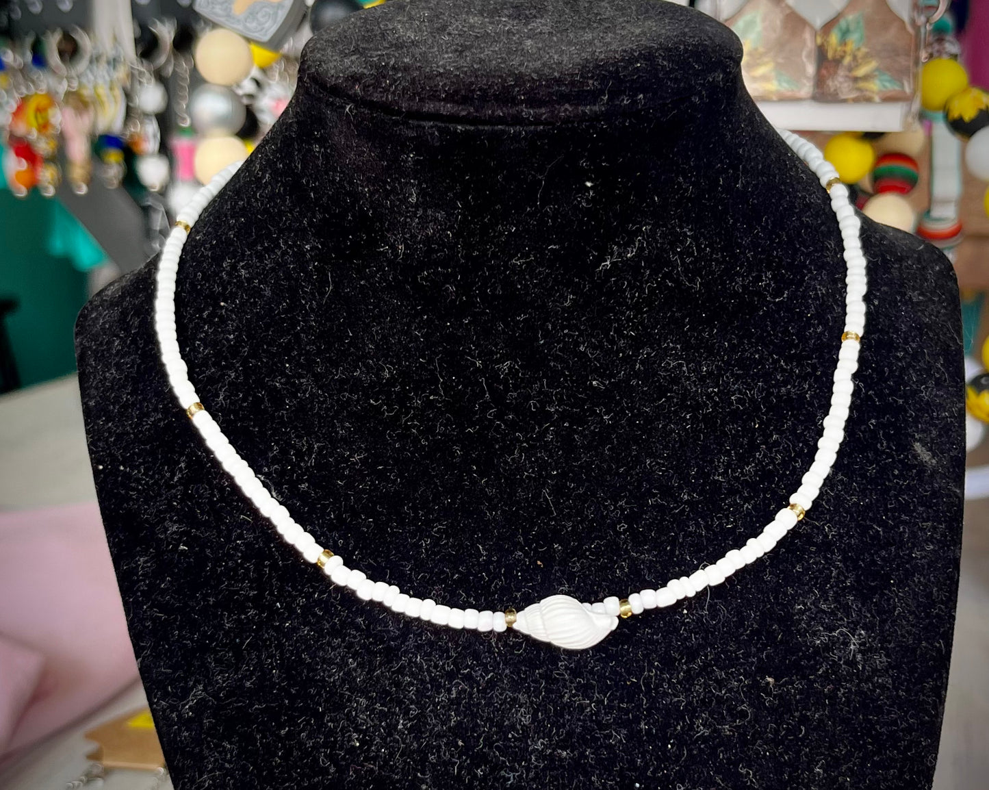 White Faux Seashell Choker