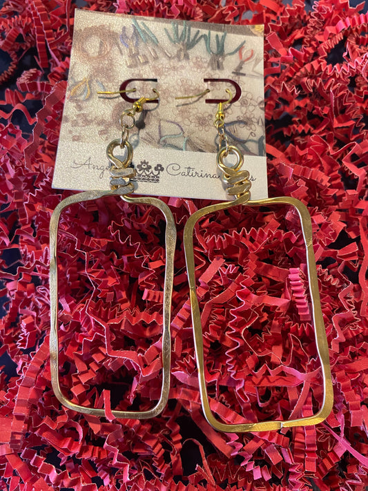 Gold Rectangle Earrings