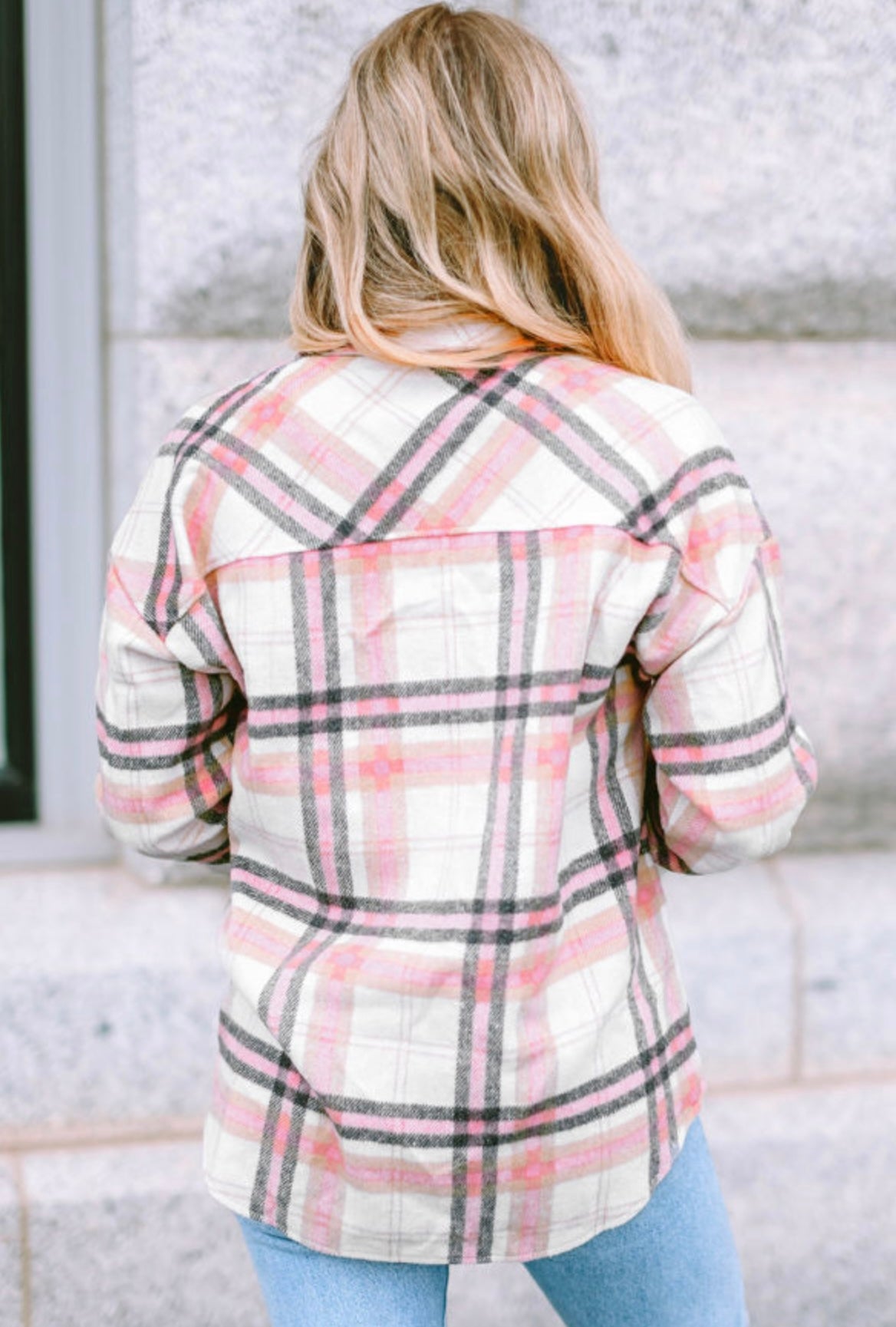 Pink Plaid Button Flannel