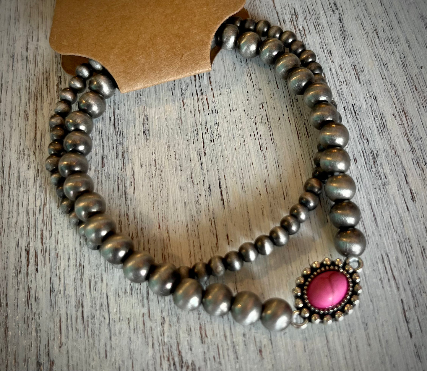 Faux Navajo and Pink Bracelet Set