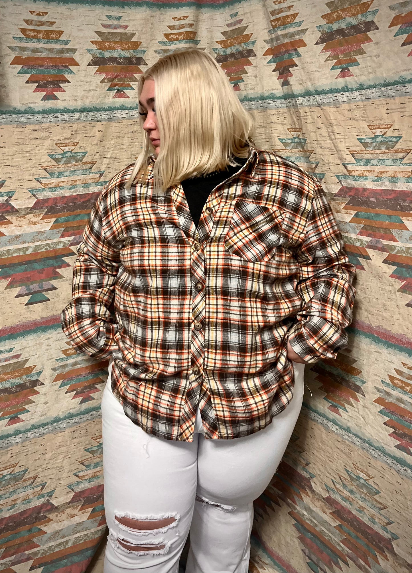 Plus Size Plaid Print Flannel Shirt Jacket!