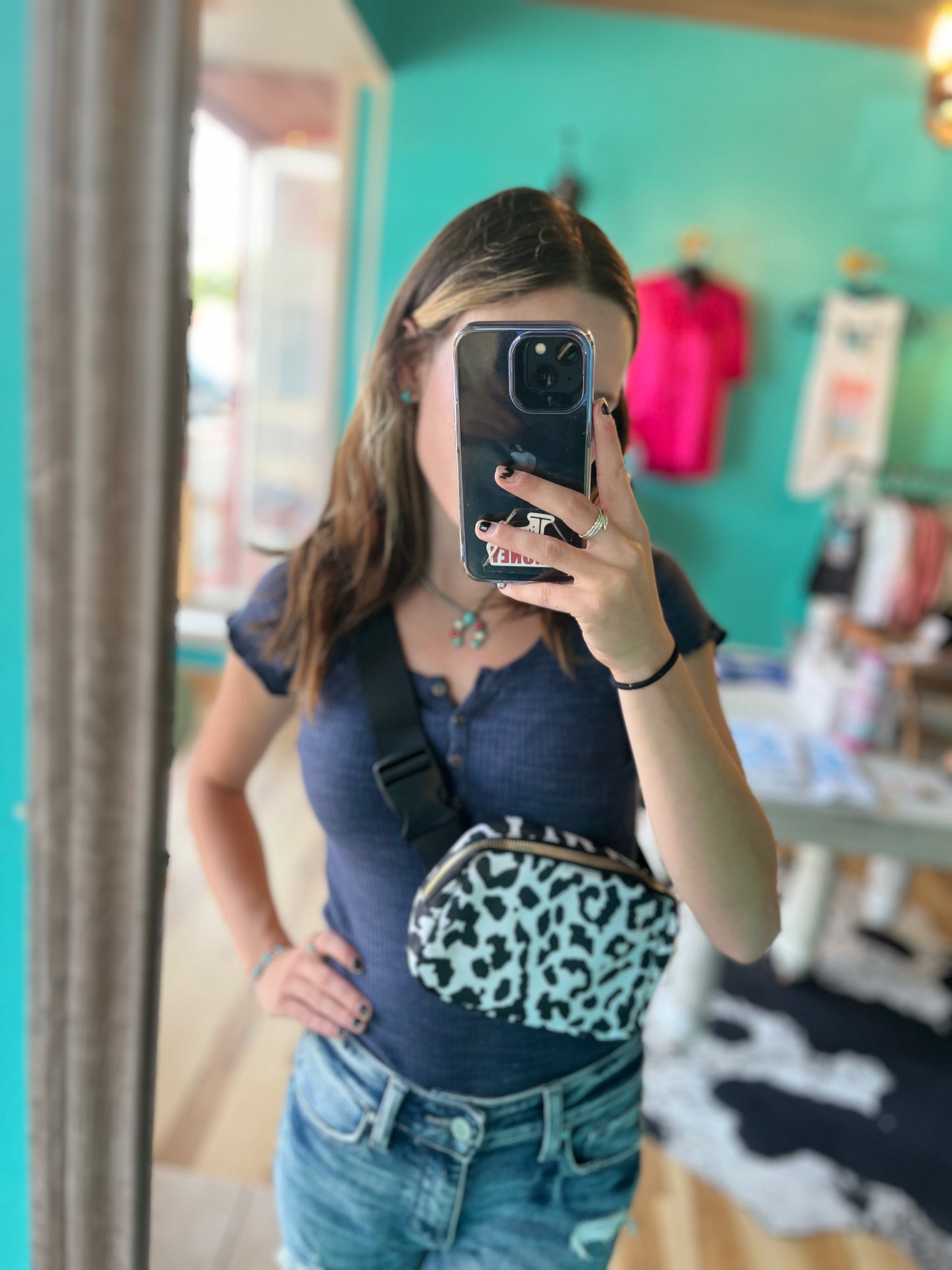 Black & White Cheetah Crossbody Fanny Pack