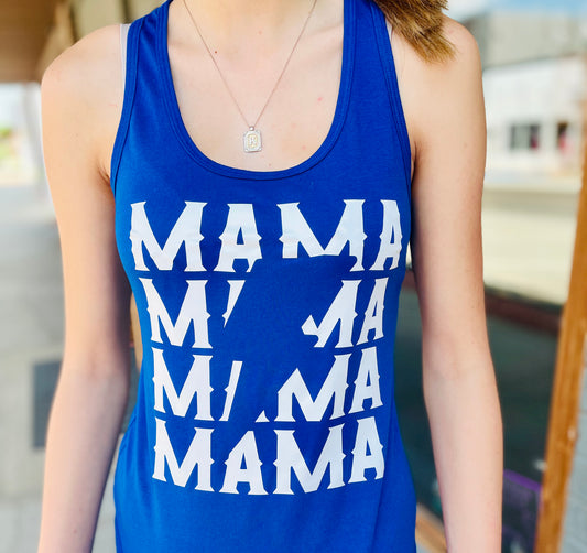 MAMA Lightning Bolt Blue Racerback Tank Top