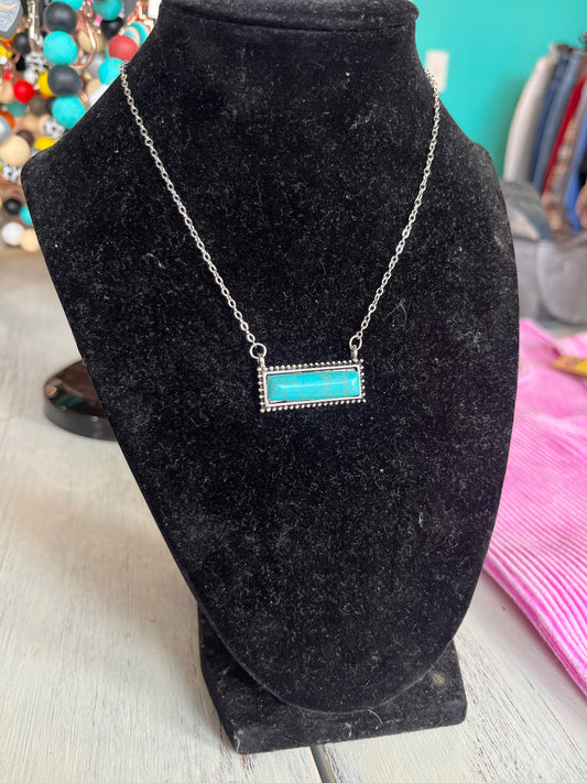 Turquoise Small Bar Necklace