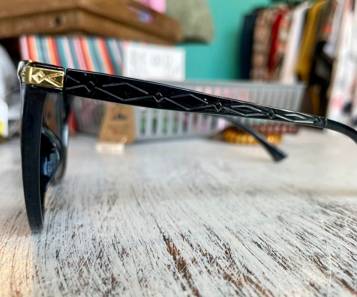 Black and Gold Cat-Eye Sunglasses