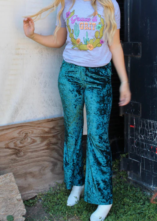 Teal Velvet pants