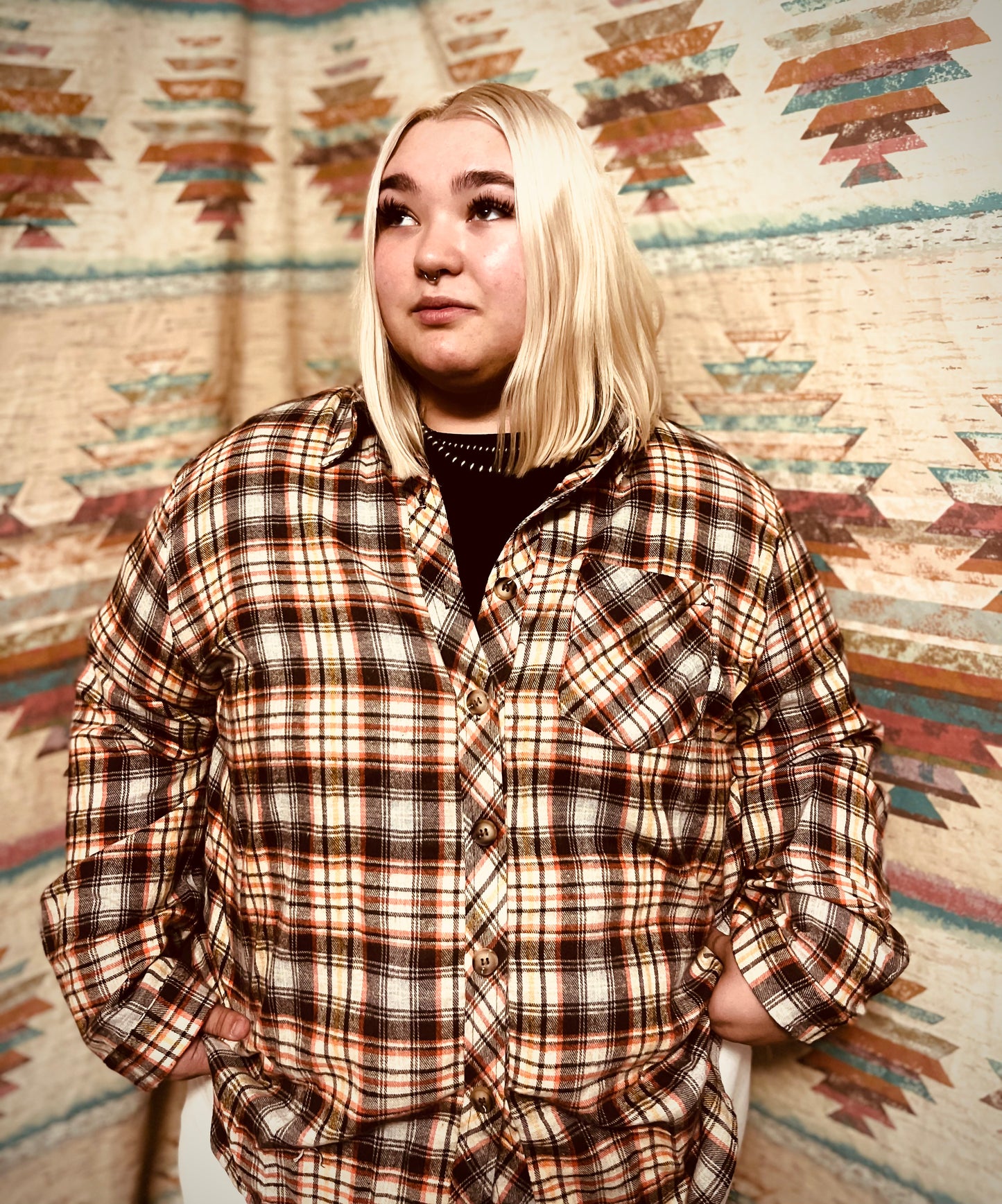 Plus Size Plaid Print Flannel Shirt Jacket!