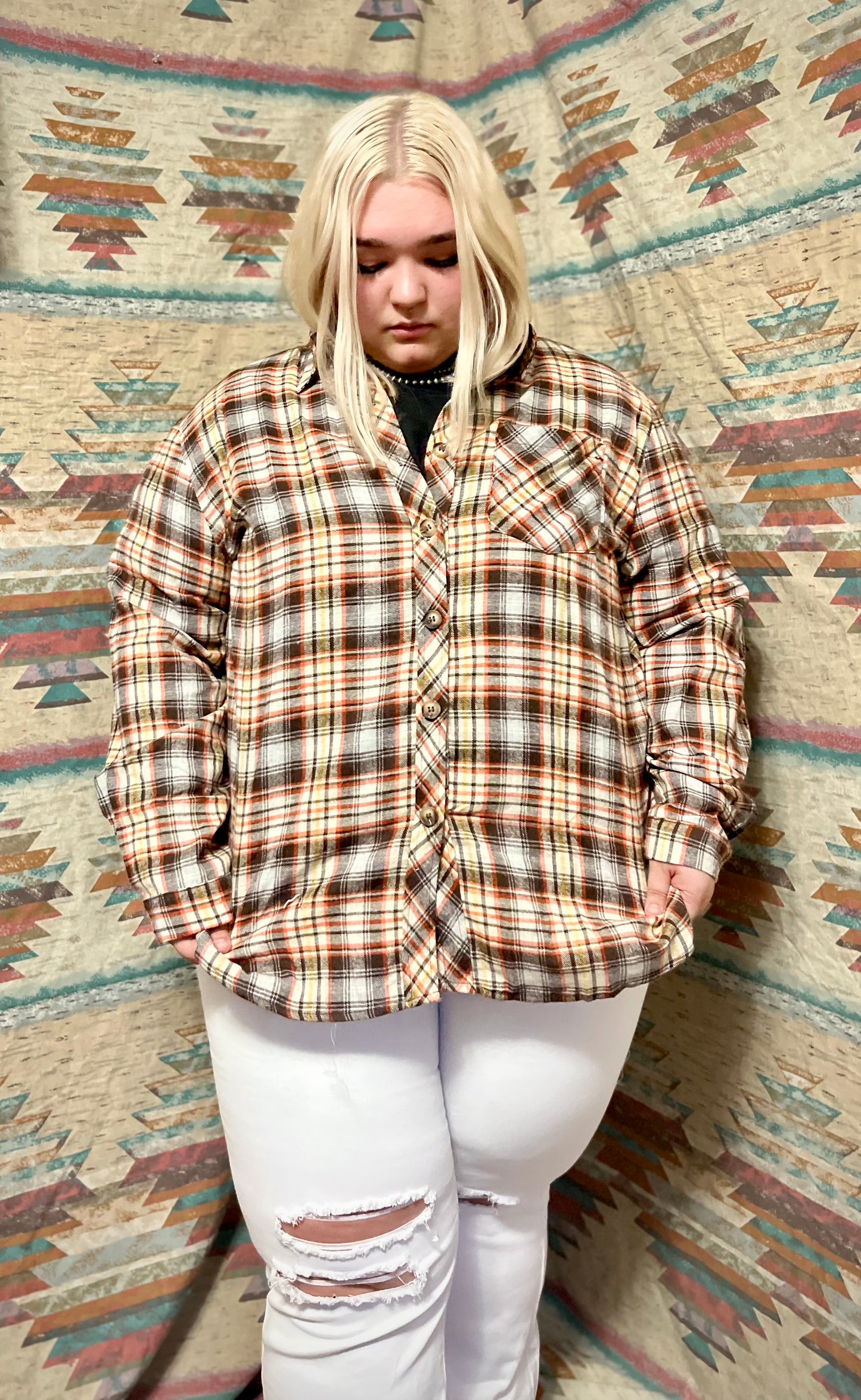 Plus Size Plaid Print Flannel Shirt Jacket!