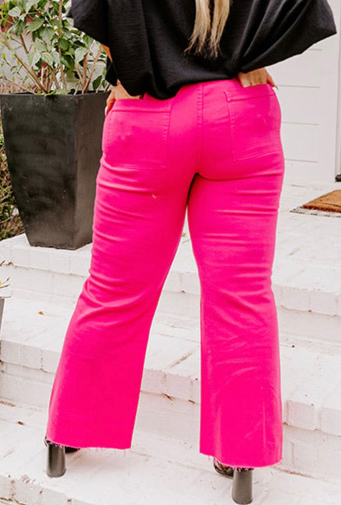 Pink Plus Size Wide Leg Jeans