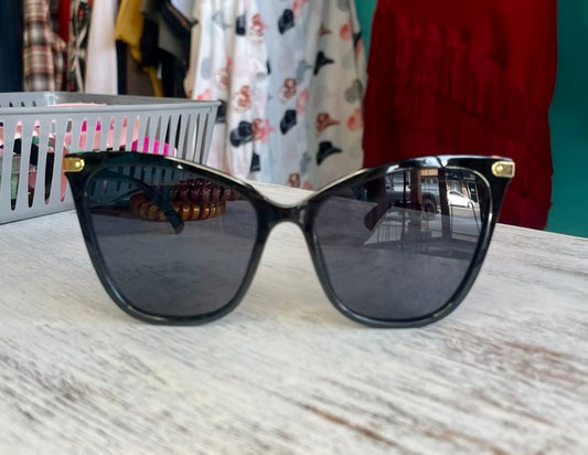 Black and Gold Cat-Eye Sunglasses