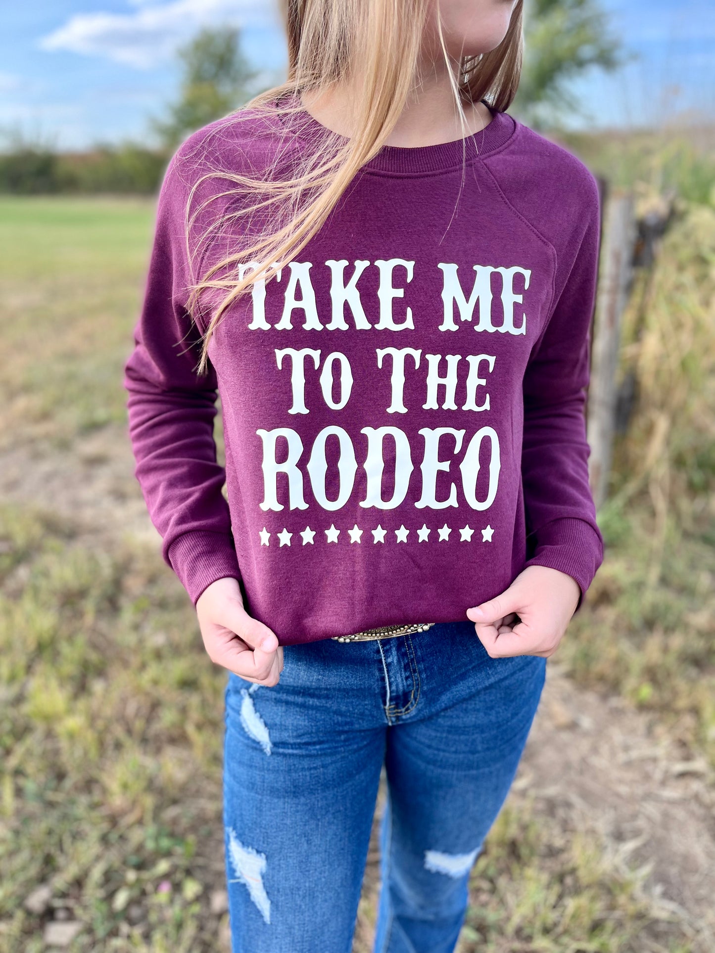 Take Me To The Rodeo Maroon Pull Over