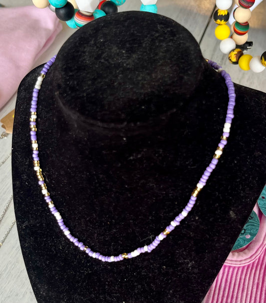 Purple Beaded Adjustable Choker