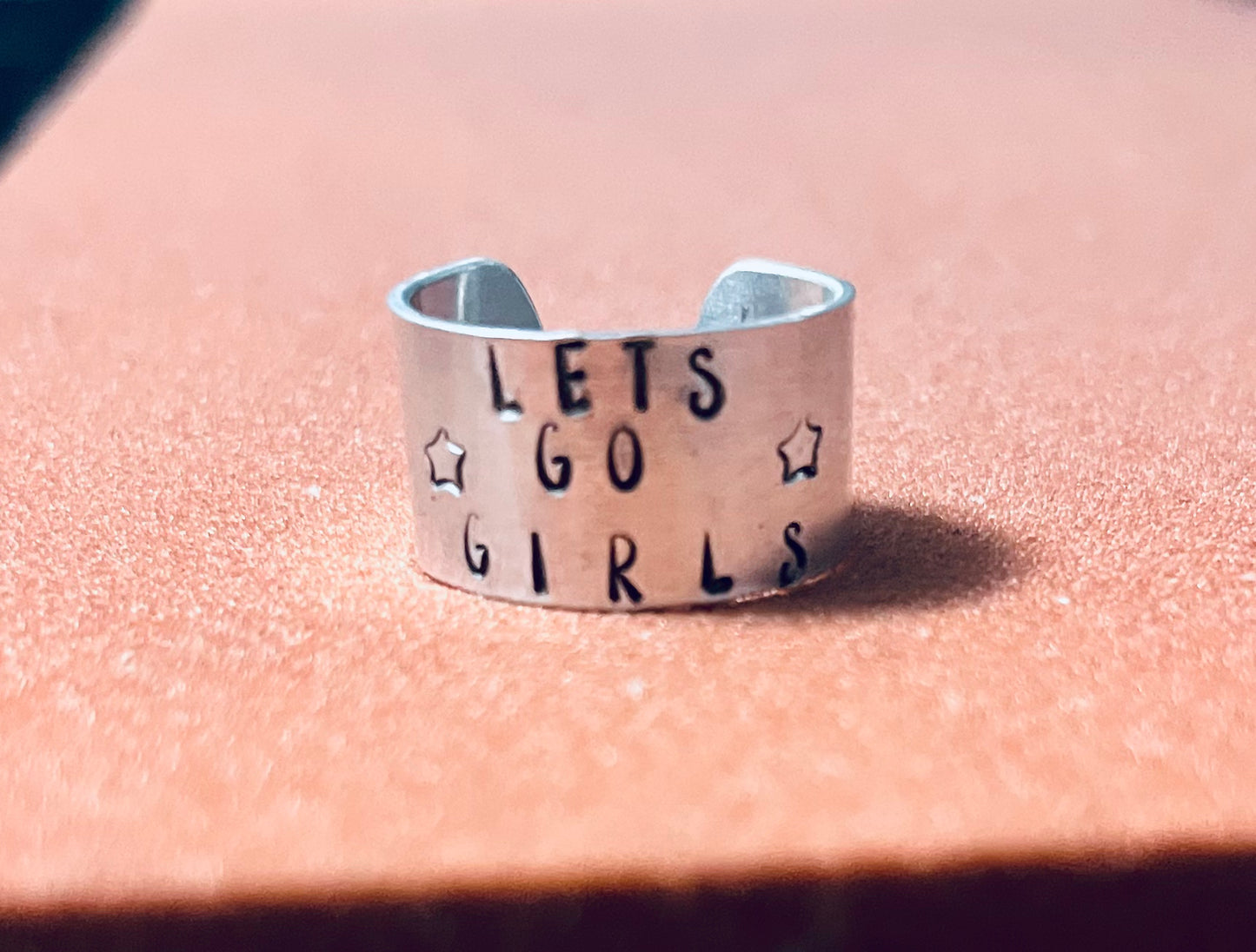 “Let’s Go Girls” Stamped Adjustable Ring