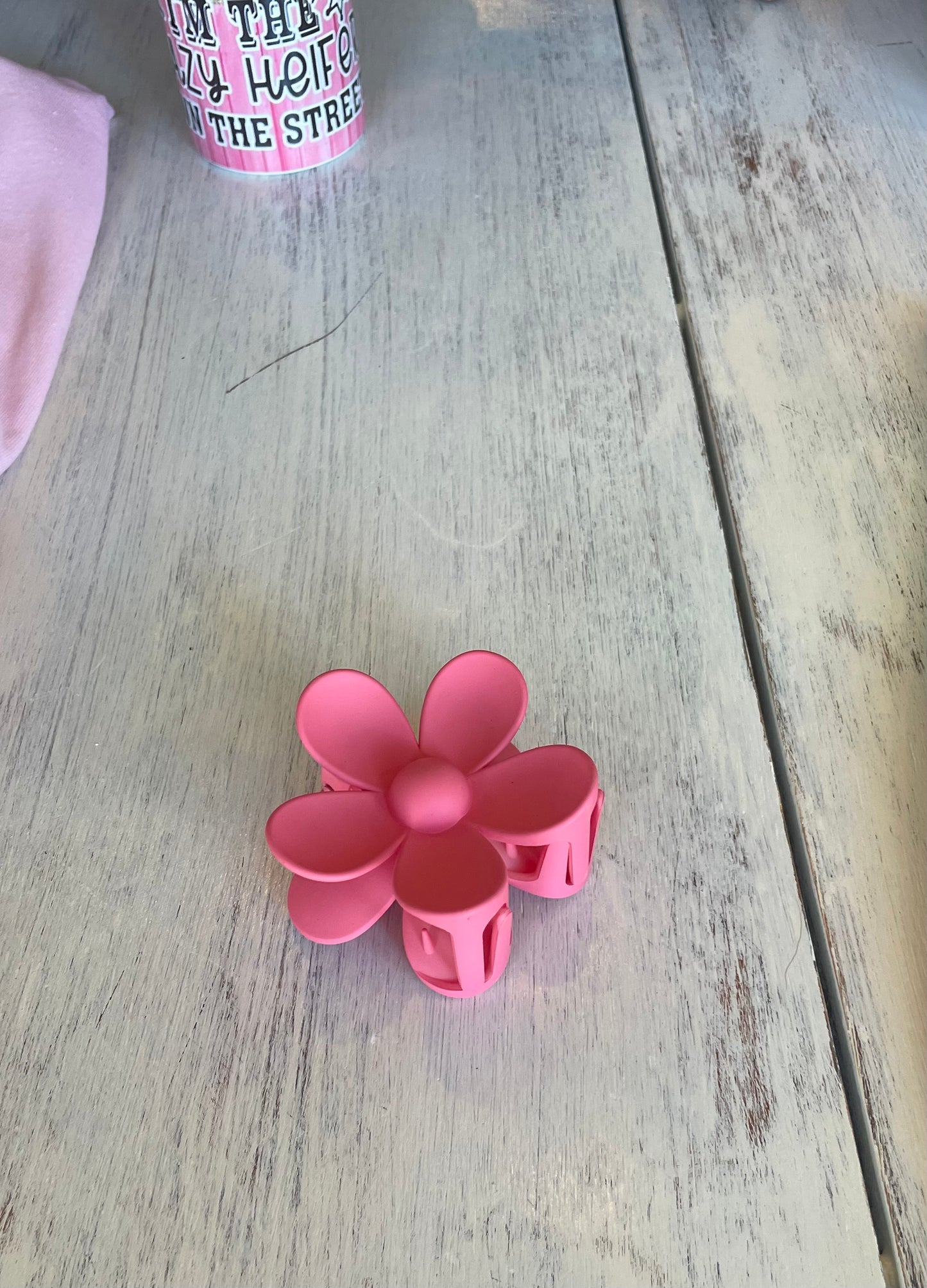 Pink Flower Claw Clip