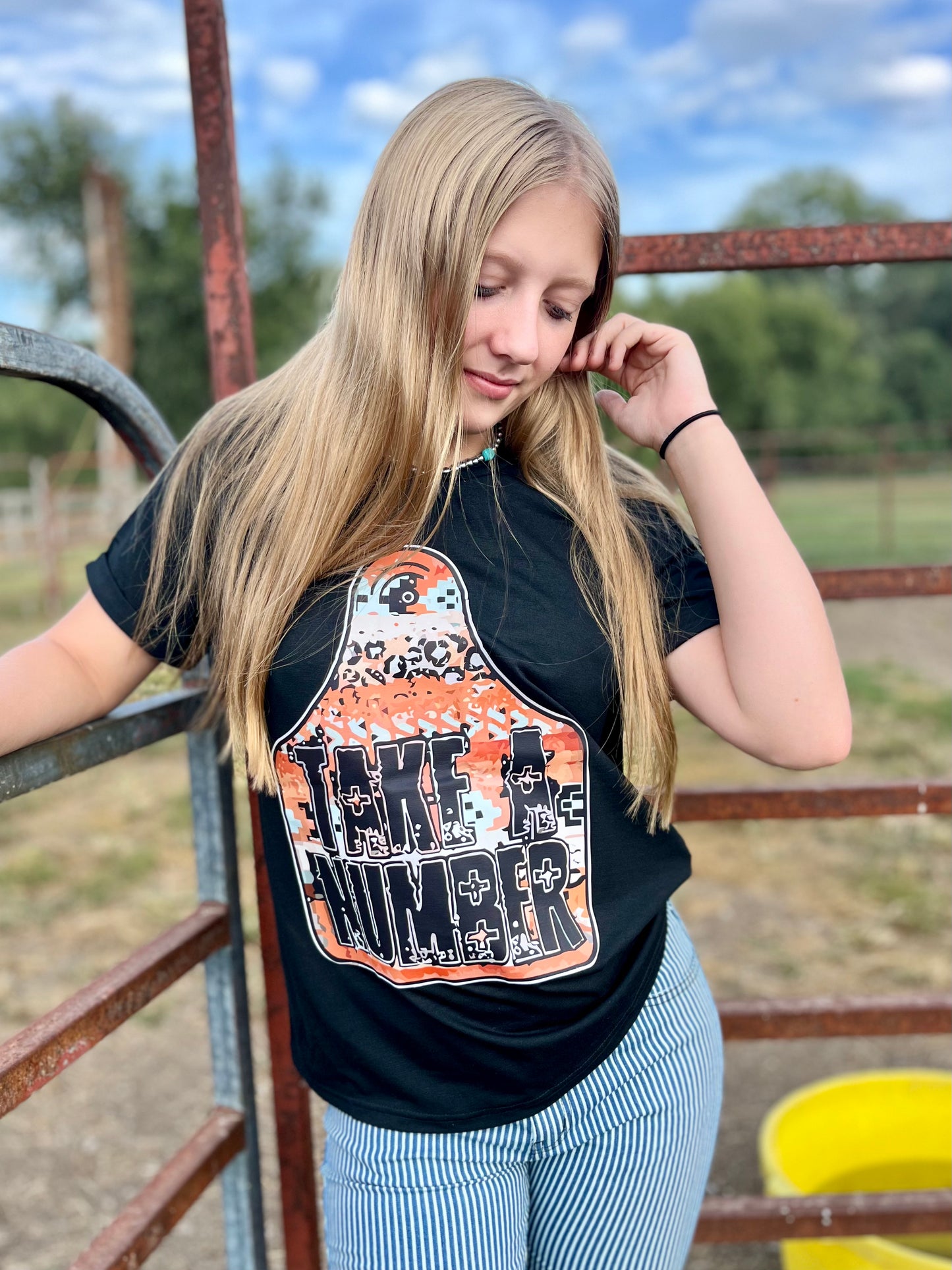 “Take a Number” Cow Tag Graphic T-Shirt