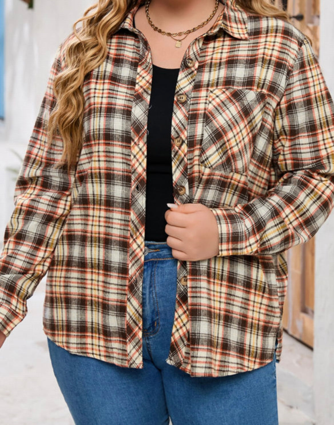 Plus Size Plaid Print Flannel Shirt Jacket!