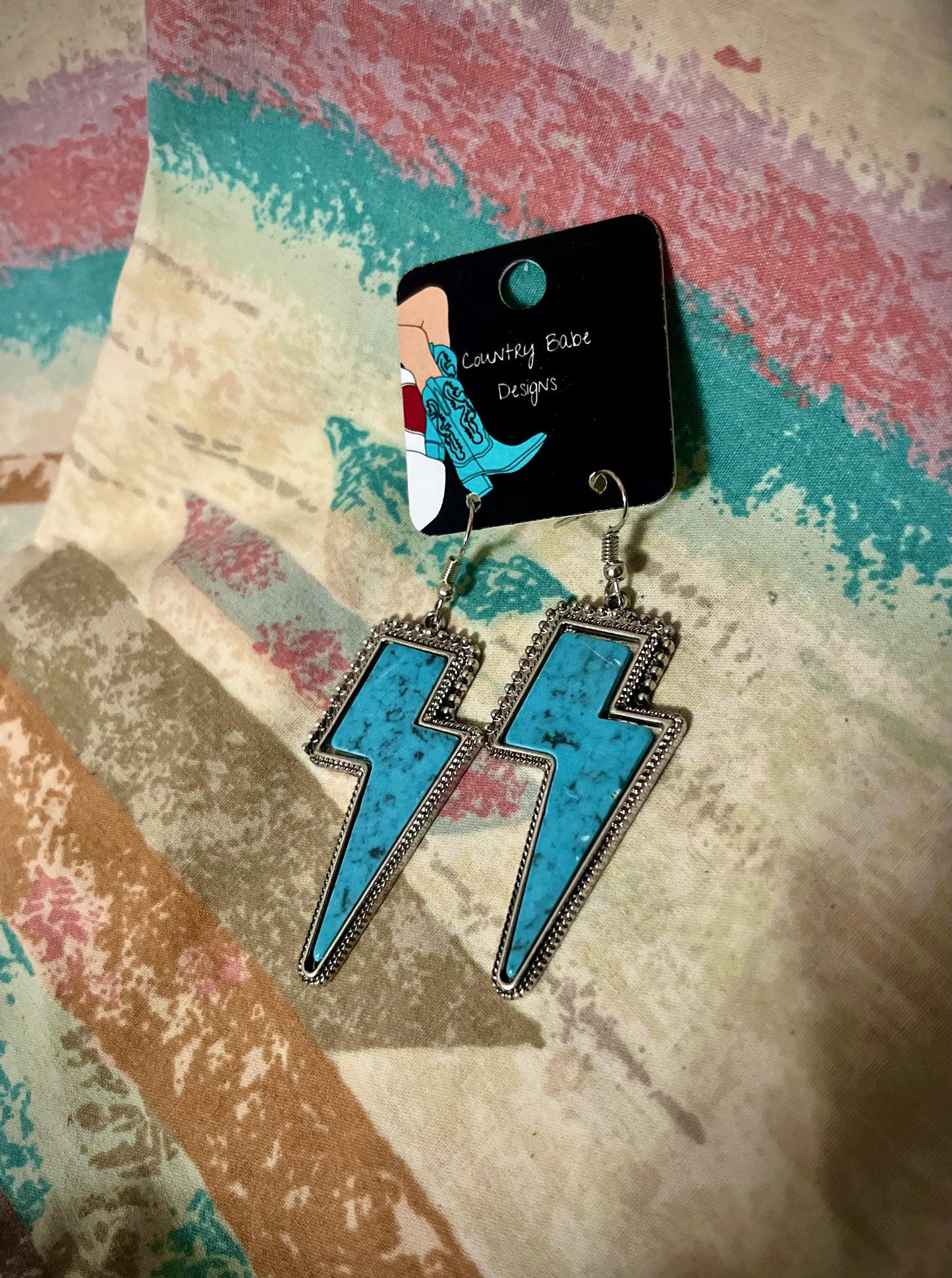 Turquoise Lightning Bolt Drop Earrings!