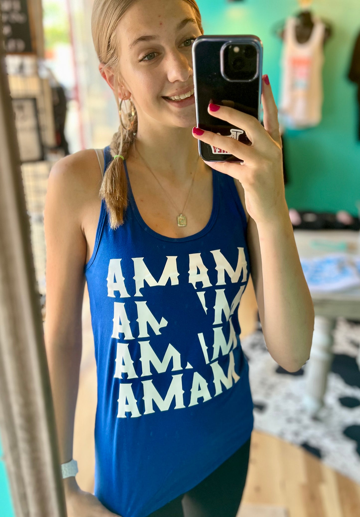 MAMA Lightning Bolt Blue Racerback Tank Top