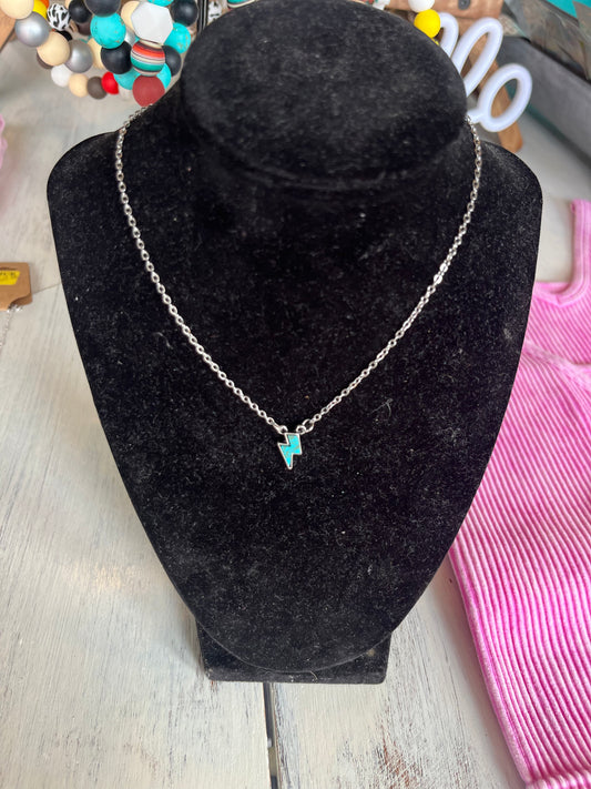 Small Turquoise Lightning Bolt Necklace