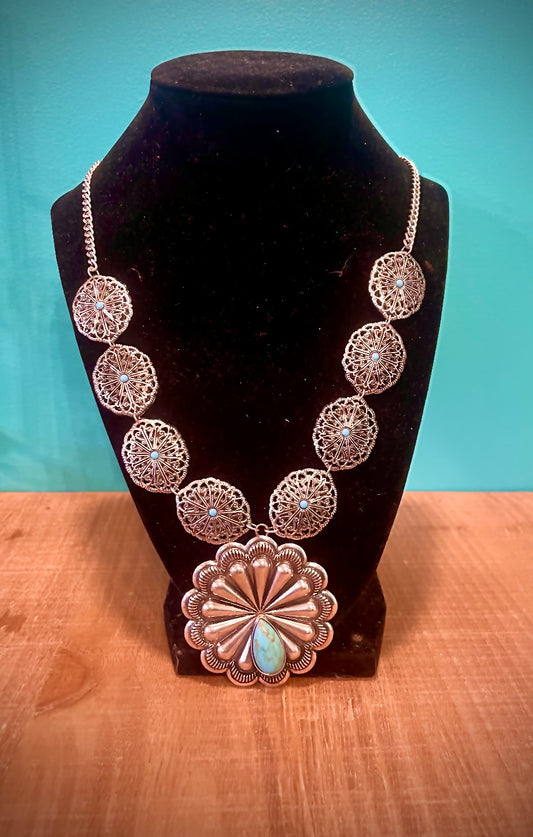 The Alyssa Silver Concho Necklace