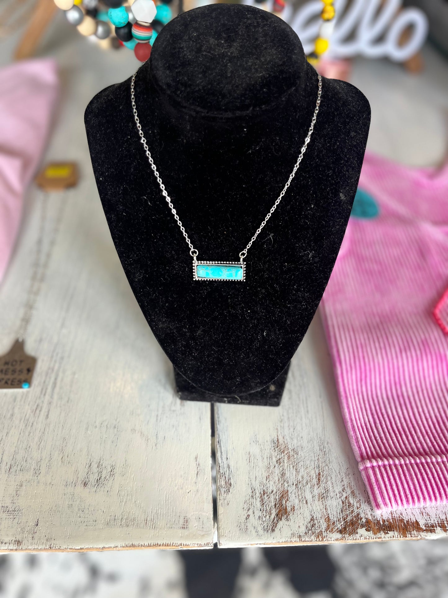 Turquoise Small Bar Necklace